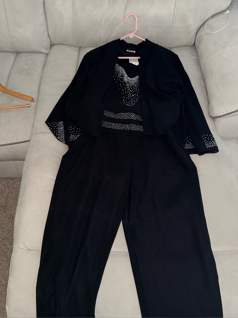 Vintage Women’s size 12 R & M black 3 piece suit formal outfit sheer